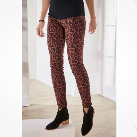 Soft Surroundings The Ultimate High Rise Leopard Print Skinny Jeans Women’s Sz 8 - Picture 1 of 11